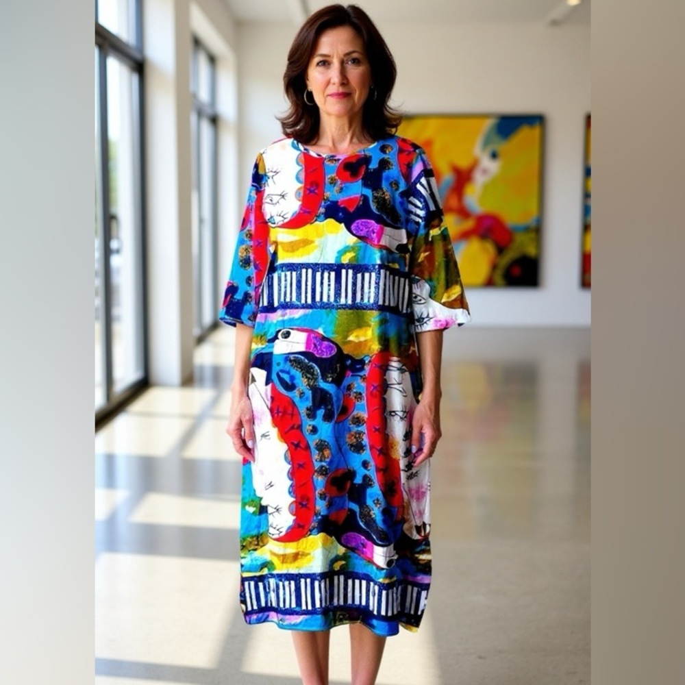 Mislook Bold Colorful Abstract Artistic Print Dress